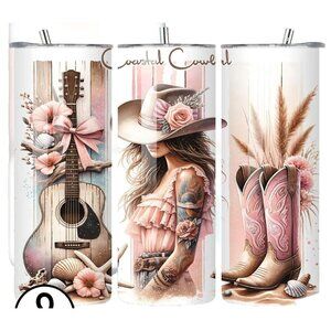 Coast Coastal Cowgirl Guitar Cowgirl Western  20oz Tumbler Travel Insulated